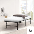 Folding bed frame metal base king single size portable black
