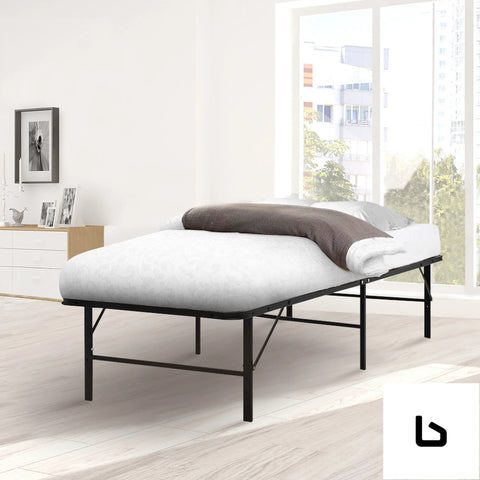 Folding bed frame single metal base portable black - frame