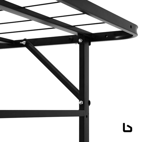Folding bed frame single metal base portable black - frame