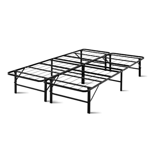 Folding double metal bed frame - black - frame