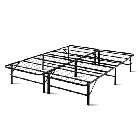 Folding queen metal bed frame - black - frame