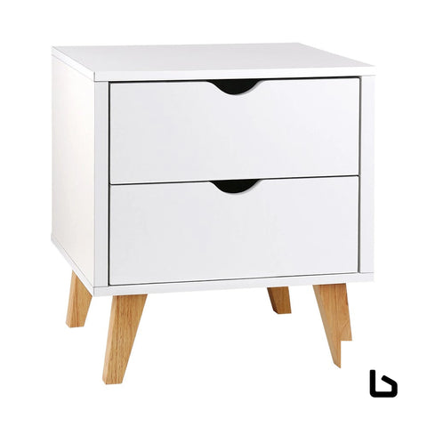 2 drawer wooden bedside tables - white
