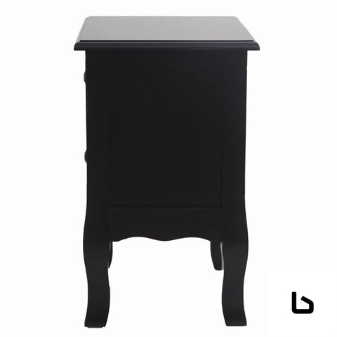 French bedside table nightstand black set of 2 - furniture >