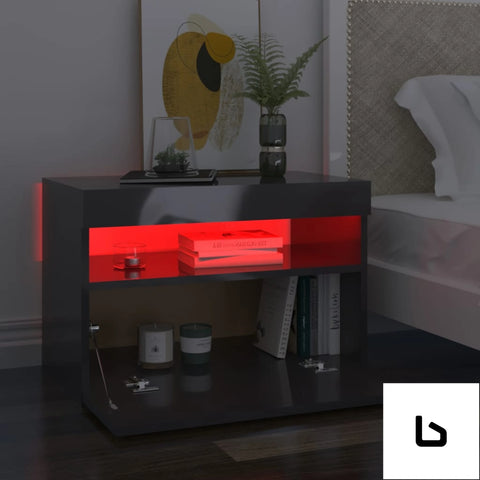 Galaxy wood led black bedside table - tables