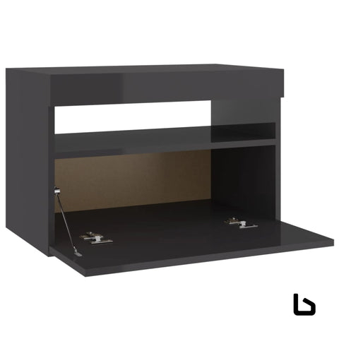 Galaxy wood led black bedside table - tables
