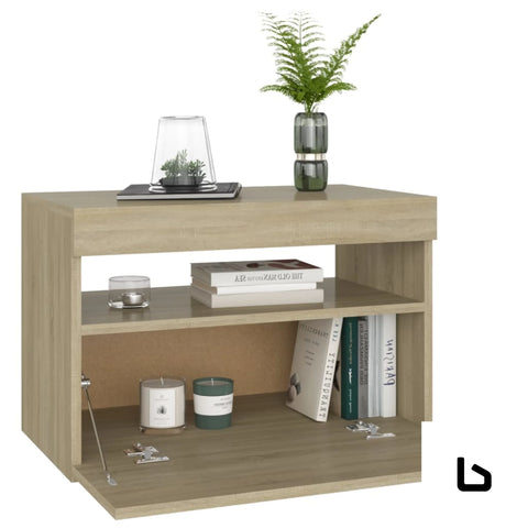 Galaxy wood led natural bedside table - tables