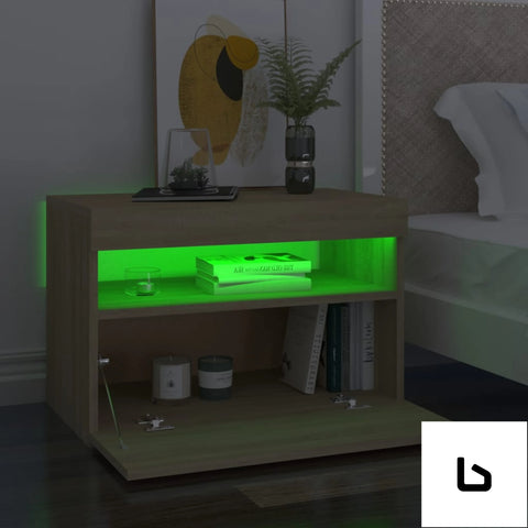 Galaxy wood led natural bedside table - tables