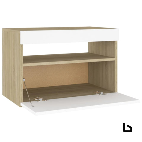 Galaxy wood led white bedside table - tables
