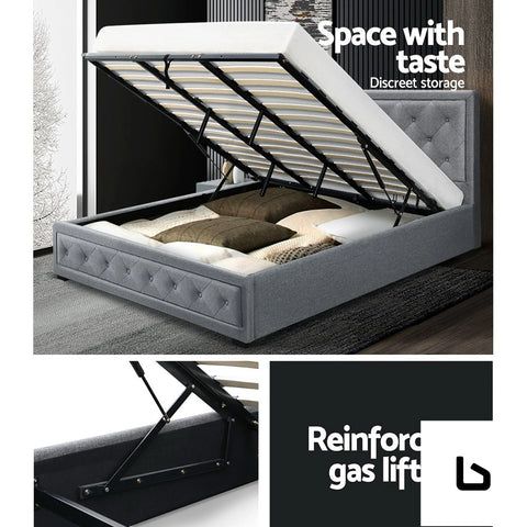 Grey gas lift bed frame - frame