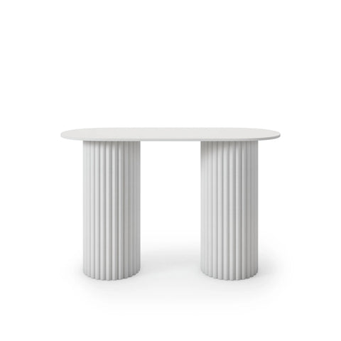 GRIFFIN Panelled White Oval Pillar Console Table (Australian