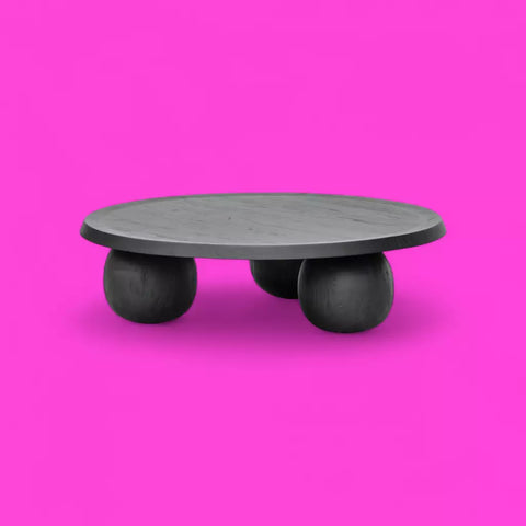 Grout Black Round Coffee Table Tables WYLD