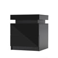 Bedside table 2 drawers rgb led bedroom cabinet nightstand