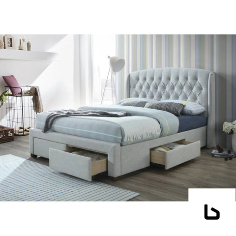 Harley grey fabric 4 drawers bed frame - double