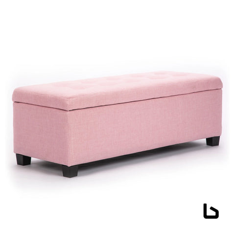 La Bella 102cm Pink Storage Ottoman Stool Fabric