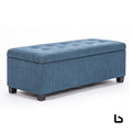 La Bella 102cm Dark Blue Storage Ottoman Stool Fabric