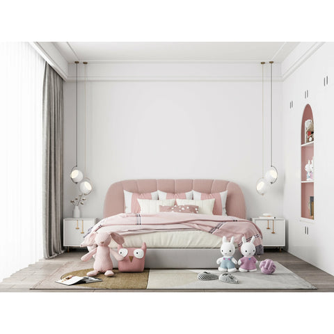 JOLIE Glamour Blossom Fabric Curved Bed Frame (Australian