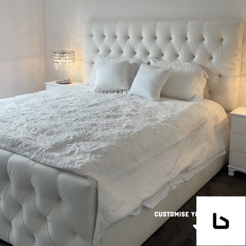 KANDY Vegas Ivory Fabric Bed Frame - Australian Made Bed