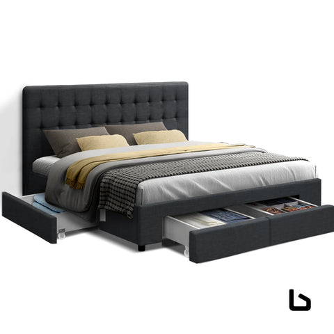 Dale charcoal fabric storage drawers bed frame - frame