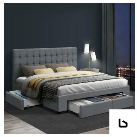 KANE Grey Fabric Storage Bed Frame Bed Frame Bedroom Factory 