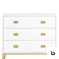 Amara chest of drawers tallboy dresser - white/gold