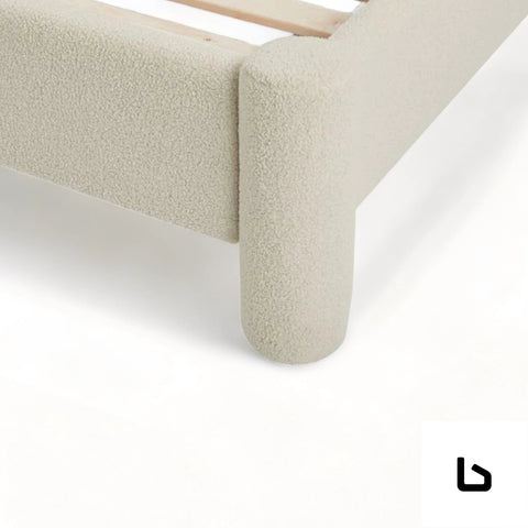 Zaxon boucle ivory bed frame - base
