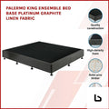 King ensemble bed base platinum graphite linen fabric