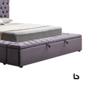 King size bedframe velvet upholstery dark grey colour