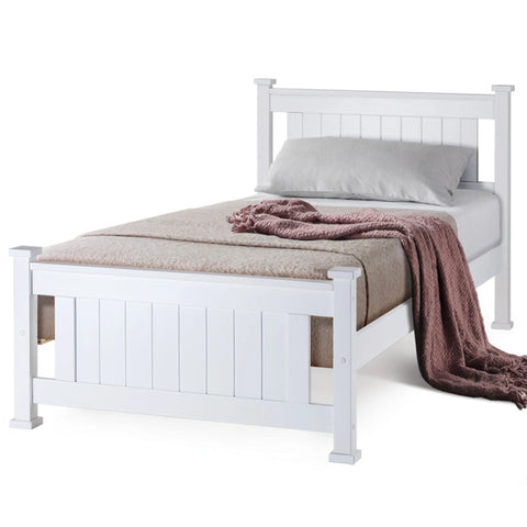 Kingston slumber single wooden bed frame base white pine