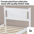 Kingston slumber single wooden bed frame base white pine