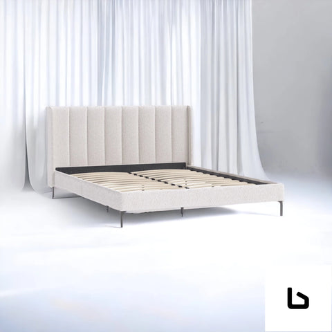 Krown ivory boucle fabric bed frame