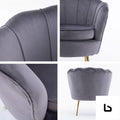 La bella shell scallop grey armchair accent chair velvet