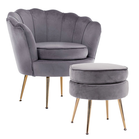 La bella shell scallop grey armchair accent chair velvet
