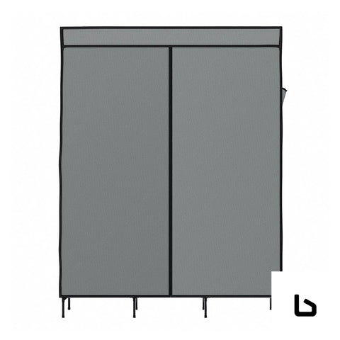Large portable clothes closet wardrobe with shelf grey