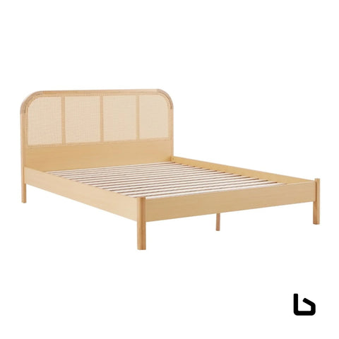 Bed frame with curved rattan bedhead - king - furniture >