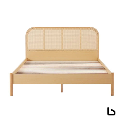 Bed frame with curved rattan bedhead - king - furniture >