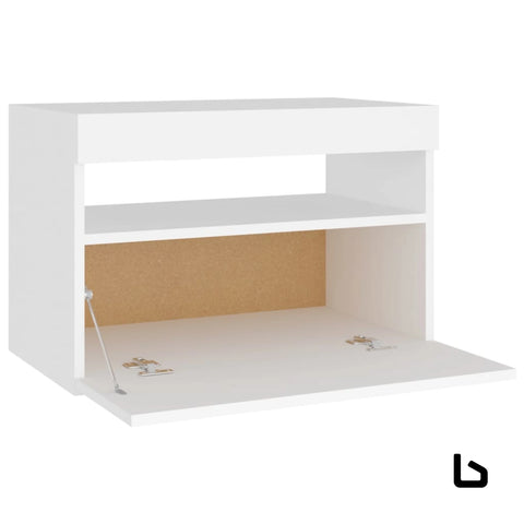 Led white wood bedside table - tables