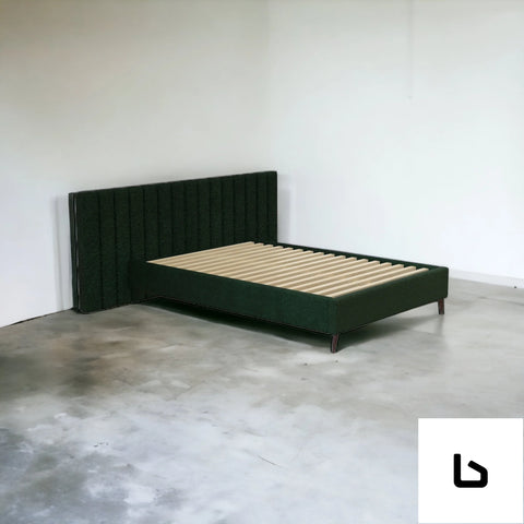Lexia wide green velvet fabric bed frame