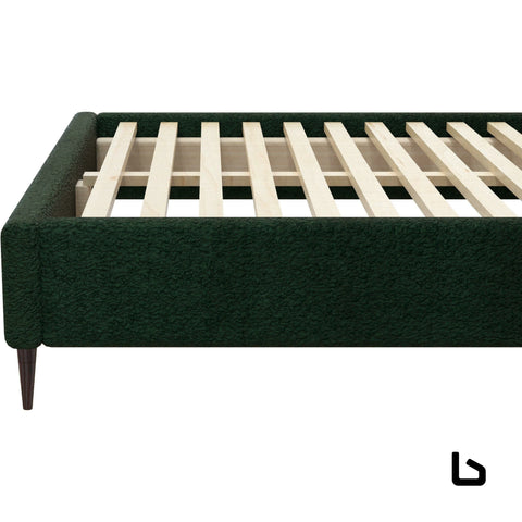 LEXIA Velvet Green Fabric Bed Frame (Wide Bed Head) Bed Frame Bedroom Factory 