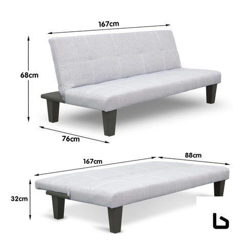 Linen sofa bed lounge couch futon furniture seat adjustable