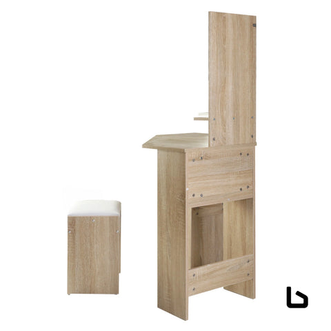 Artiss dressing table stool set corner 5 drawers oak