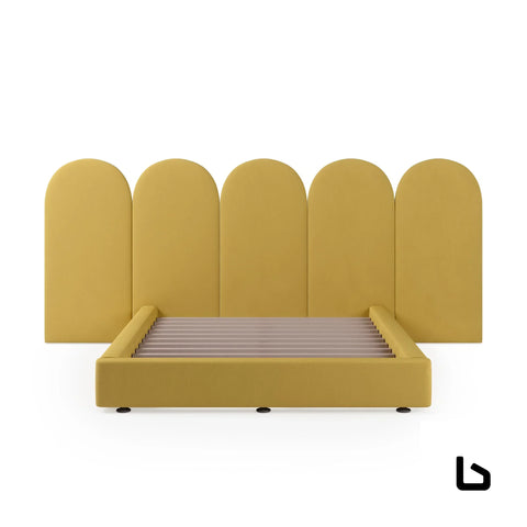LUKA Vegas Buttercup Fabric Curved Bed Frame (Australian