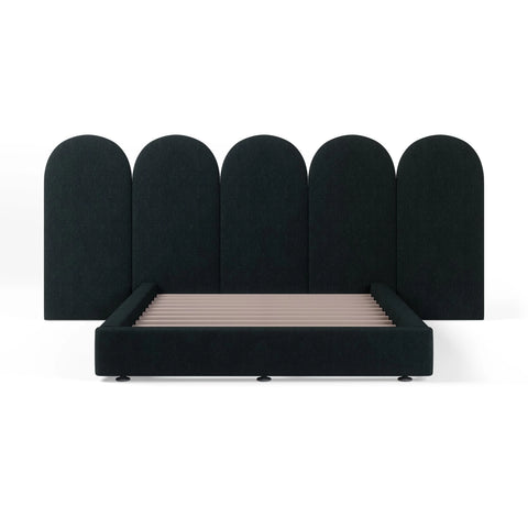 LUKA Midnight Boucle Fabric Curved Bed Frame (Australian
