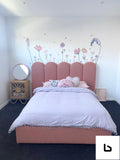 LUKA Plush Petal Velvet Fabric Curved Bed Frame (Australian