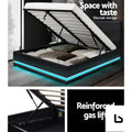 Luma led black double gas lift bed frame - frame