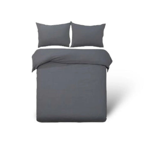 LUXE DEEP GREY QUILT COVER SET - Bedding