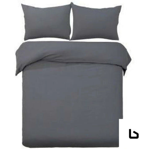 LUXE Dark Grey Quilt Cover Set Bedding Bedroom Factory 