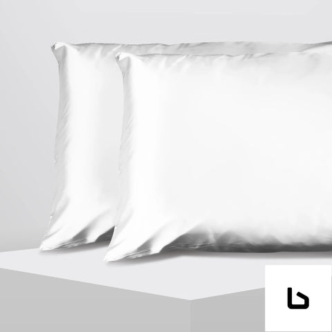 Luxury satin pillowcase twin pack size with gift box - white