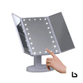 Makeup mirror 1x2x3x magnifying with 22 led light tri-fold