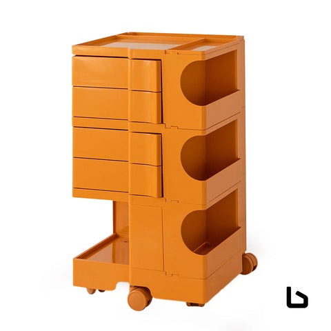 ArtissIn Bedside Table Side Tables Nightstand Organizer Replica Boby Trolley 5Tier Orange