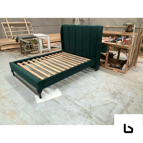 MARCUS Glamour Spruce Fabric Bed Frame (Australian Made) BED